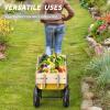 VINGLI Cargo Wagon Garden Cart, All Terrain Wagon with Wood Railing 10-inch Pneumatic Turf Tires Children Garden Outdoor (Yellow) view 3