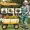 VINGLI Cargo Wagon Garden Cart, All Terrain Wagon with Wood Railing 10-inch Pneumatic Turf Tires Children Garden Outdoor (Yellow) view 4