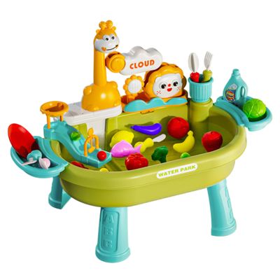 Monwssoe Sand Water Tables, Toddler Water Table, Kids Play Table with Electric Pump & Detachable Legs, Play Sink Toy for Outdoor Sensory Fun, Green