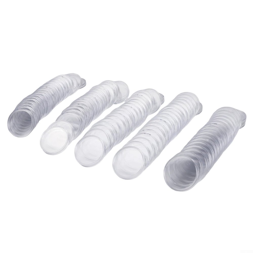 Evenoonest Transparent 35mm Coin Capsule 100 Pack For Collection Maintenance With Opening Feature And Resilient Plastic Construction