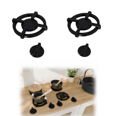 Toy Gas Stove Replacement Knob and Burner Set Compatible with Kids Pretend Play Kitchen, Realistic Stove Control Parts, Plastic Accessories for DIY Toy Repair and Playroom Use
