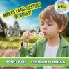 Made in USA Bubble Solution Refill with Wand 64oz Non Toxic Dye Free (1/2 Gallon), Kids Easy Grip Bottle Refill for Bubble Machine, Bubble Wands, Bubble Toys, Blue Bottle view 4