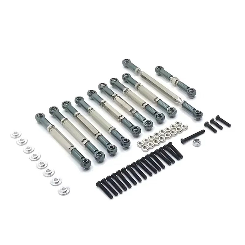 Rc Connecting Rod Compatible with D90 D91 D96 for MN98 for MN99S FJ45 1/12 RC Car Upgrade Accessories Metal Pull Rod Steering Link Rod Set Parts(Gray)