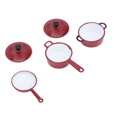 Omquot Shiny Enamel Alloy Miniature Kitchen Set for Dollhouse Kitchen Decor with Sturdy Construction for Microphone Scenes