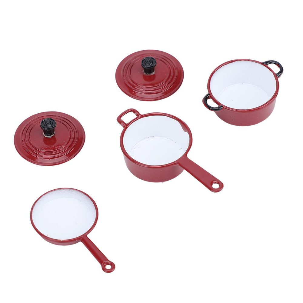 Omquot Shiny Enamel Alloy Miniature Kitchen Set for Dollhouse Kitchen Decor with Sturdy Construction for Microphone Scenes
