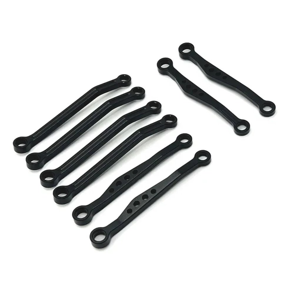 Rc Connecting Rod Compatible with WPL C64 1/16 RC Car Upgrade Parts Accessories Metal for Chassis Link Rod Pull Rod Set(Black)