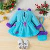 Aiwpstoin Infant Baby Girl Halloween Outfit Funny Monster Costume Furry Trim Fleece Romper Dress Matching Bag 2pcs Set (Blue, 0-3 Months) view 4