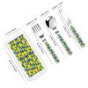 Rubber Duck On Blue Three Piece Cutlery Set Made Of Stainless Steel, Including Knife, Fork, Spoon, And Dining Box view 2