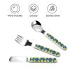 Rubber Duck On Blue Three Piece Cutlery Set Made Of Stainless Steel, Including Knife, Fork, Spoon, And Dining Box view 3