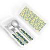 Rubber Duck On Blue Three Piece Cutlery Set Made Of Stainless Steel, Including Knife, Fork, Spoon, And Dining Box view 4