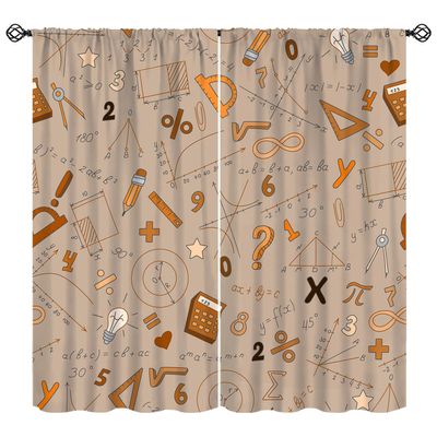 Math Curtains, Formulas Charts Topic Mathematics Education Blackout Window Treatments, Rod Pocket Thermal Insulated Drapes 2 Panels Set for Kids Room Nursery Classroom, 72" W X 63" L