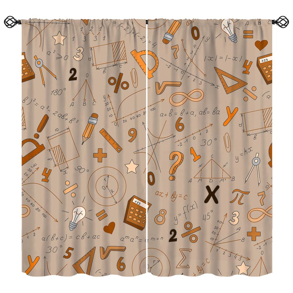 Math Curtains, Formulas Charts Topic Mathematics Education Blackout Window Treatments, Rod Pocket Thermal Insulated Drapes 2 Panels Set for Kids Room Nursery Classroom, 72" W X 63" L