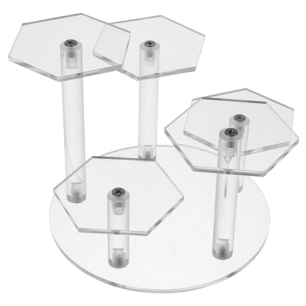 HONMEET Display Stand and Compact Structure Acrylic for Collectible Figures and Perfume with Hexagonal Shape , Exceptional Transparency for Windowsills and Countertops
