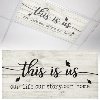 Chucoco 1 Pack Fluorescent Light Covers for Ceiling Light, Spring Farm Animals with Quotes Fluorescent Light Shade Panel Magnetic Light Filters for Office Classroom Home School Chic Wooden Board