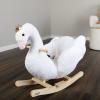 Rocking Horse - Swan Plush Ride on Toys with Seat and Handles - Wooden Rocking Horse for Kids 18 Months and Up - Baby Toys by Lil' Riders (White) view 1