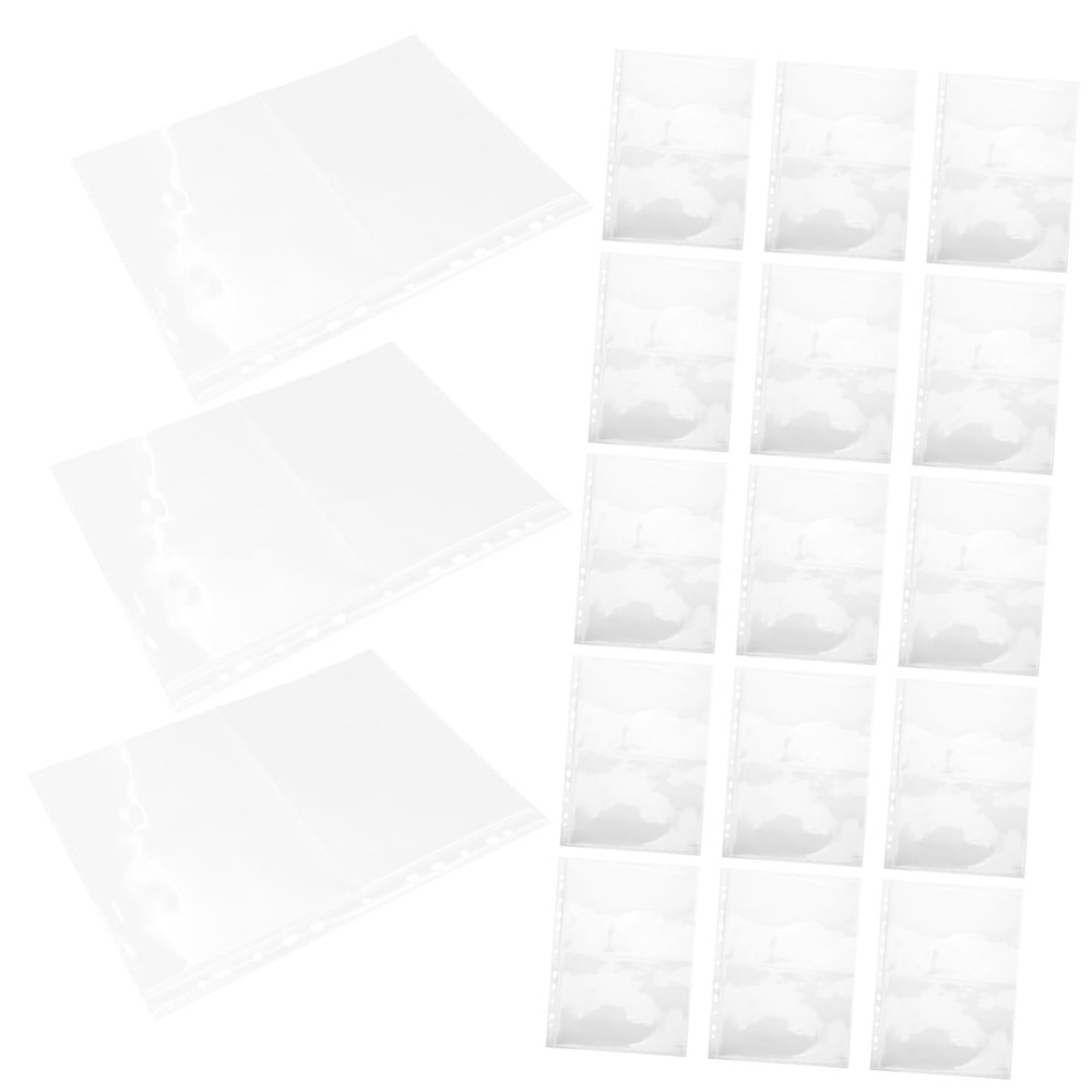 VICASKY 40pcs A4 Stamp Album Pages with High Transparency and Large Capacity, Single-sided Pp Binder Sleeves for Stamp Collectors, for Home Shelf or Office Organization