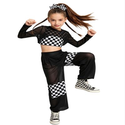 Zaldita Girls Race Car Driver Outfit Streetwear Hip Hop Dance Outfits Stage Performance Dancewear for Club Black 6 Years