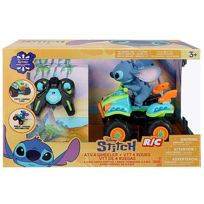 Disney: ATV 4 Wheeler - Stitch - 7.5" R/C Toy Vehicle, Light Up, EZ Pushbutton Remote Control, Wheelies-Spins, Race, Full Function 2.4 GHz, Kids 3+