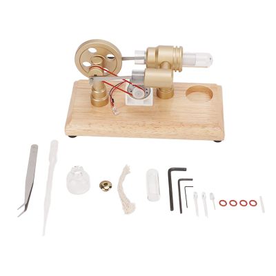 Omabeta Stirling Engine Model Kit CNC Frame Multi Color LED for Physics Learning 3.0 to 5.0V