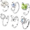 6Pcs Fidget Anxiety Rings for Women, Silvery Open Adjustable Spinner Rings for Anxiety, Stress Relief Rotating Rings with Butterfly Sun Star Flower Four-Leaf Clover Designs, Fidget Jewelry for Women view 1