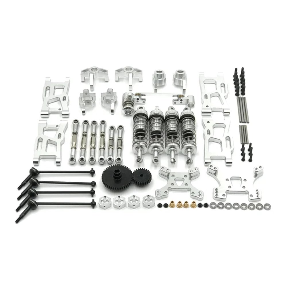 RC Car Upgrade Parts for WLtoys 144010 144001 144002 124017 124019 Rc Car Upgrade Parts Metal Retrofit 44T 27T Gear Drive Shaft 14 Pack(Silver)