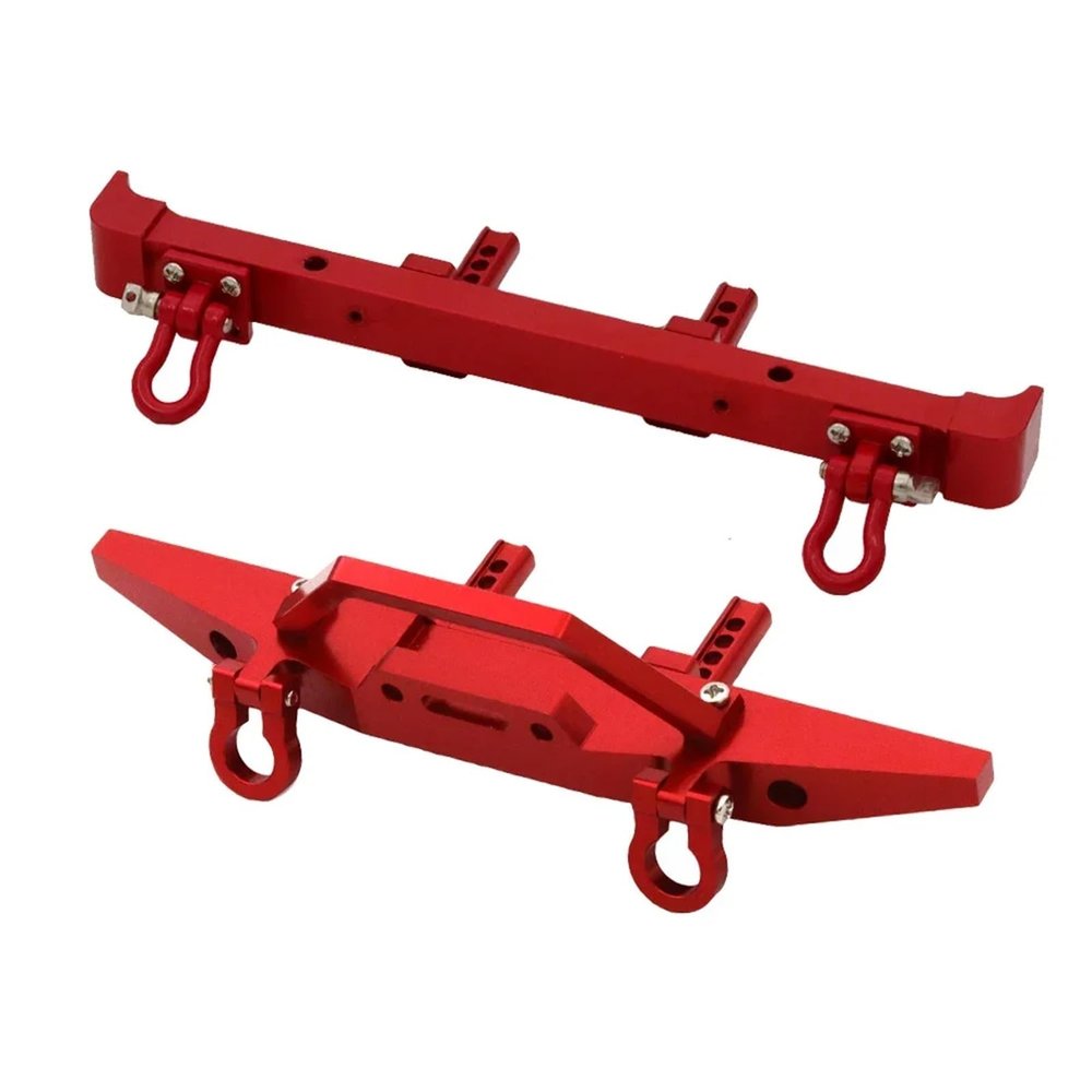 Rc Bumpers Compatible with MN128 RC Car Parts Upgraded Metal Front and Rear Bumper with Trailer Buckle Accessories(Red)