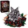 AOUHMN Maine Coon Cat & Black Rose Building Set, 1056PCS Gothic Flower Display Model, Unique Feline Floral Construction Kit for Halloween Home Decor, Holiday or Birthday Gift for Adults, Women or Her view 1