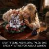 AOUHMN Maine Coon Cat & Black Rose Building Set, 1056PCS Gothic Flower Display Model, Unique Feline Floral Construction Kit for Halloween Home Decor, Holiday or Birthday Gift for Adults, Women or Her view 2