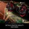 AOUHMN Maine Coon Cat & Black Rose Building Set, 1056PCS Gothic Flower Display Model, Unique Feline Floral Construction Kit for Halloween Home Decor, Holiday or Birthday Gift for Adults, Women or Her view 4