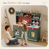 Play Kitchen Set, Kids Kitchen Playset with 21 Fun Accessories, Toy Kitchen with Realistic Appliances, Smart Storage, Wooden Play Kitchen for Kids, Gift for Ages 3+ (Green) view 4