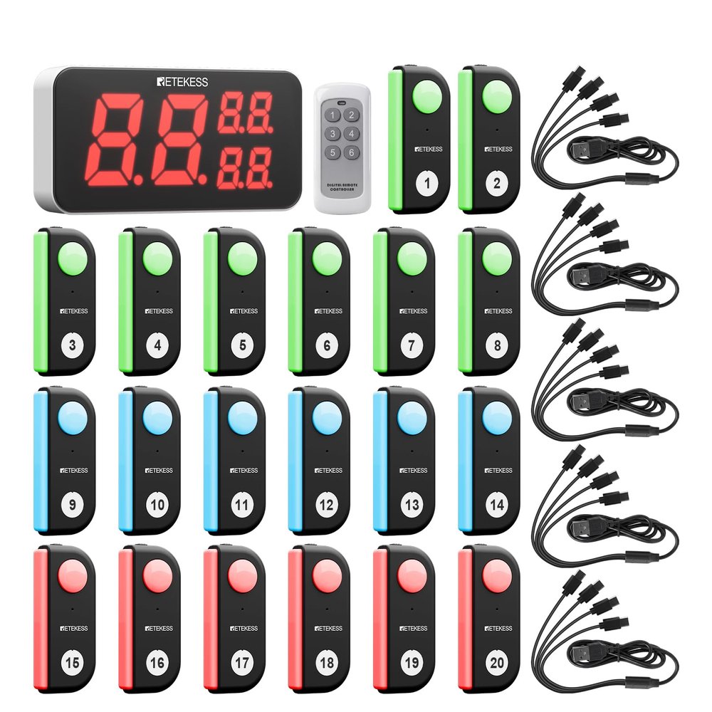 Retekess TM103 Buzzer for Game Show,Game Buzzers with Light and Sound(1-20)