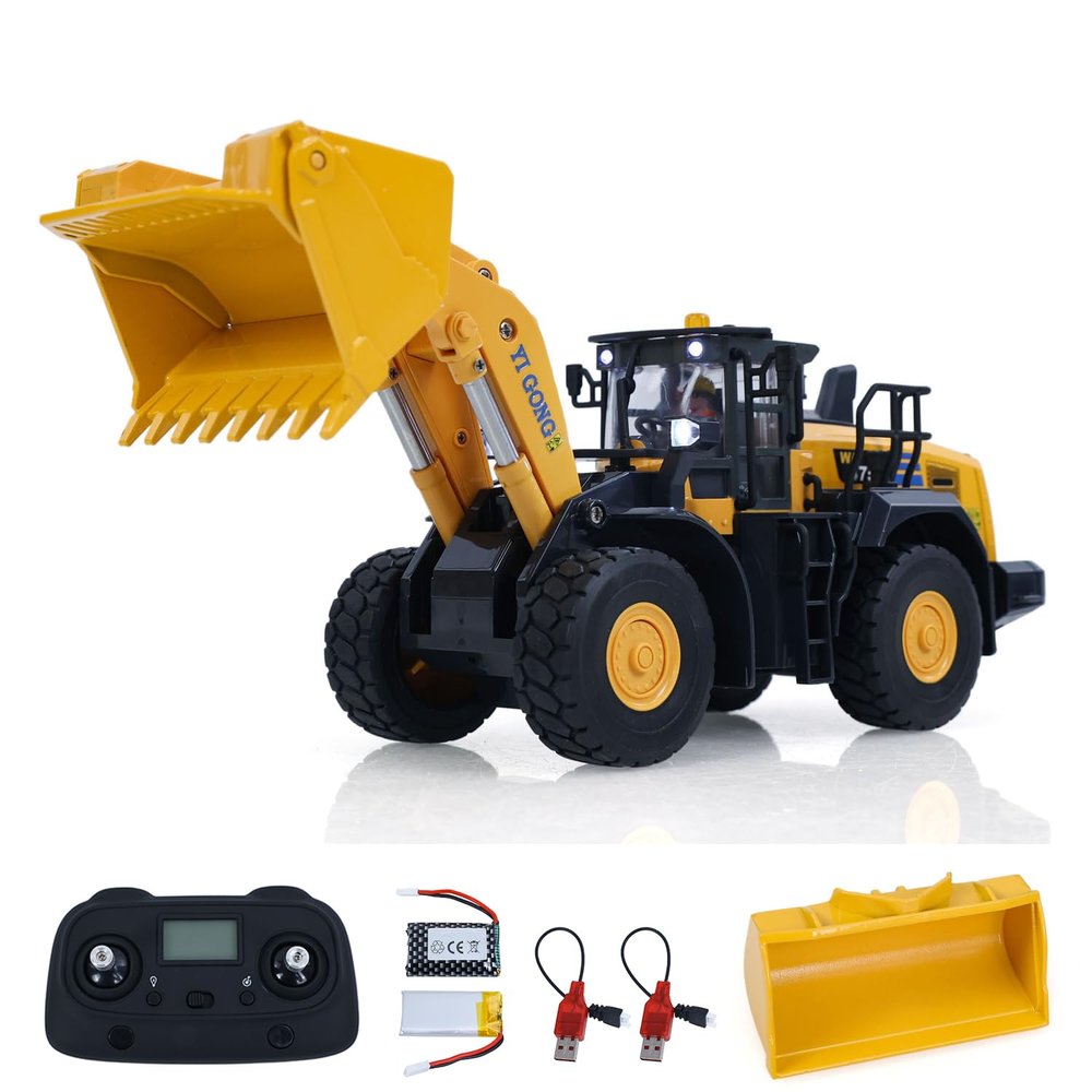 TOUCAN RC HOBBY Half Metal 1/50 Electric RC Loader Mini Remote Control Engineering Vehicle Model Ready to Run Light Sound Desktop Level Gift