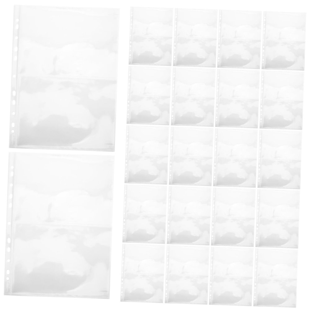 SWOOMEY Single-sided Stamp Album Pages for Stamp Collecting Storage and Display A4 for Collectors, 11-hole Loose-leaf Binder Inserts, 2-grid Card Sheets, 40 Pieces (4 Packs)