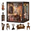 obzergem Book Nook Kit (European Melody Musical Instrument Box) DIY Miniature Wooden Puzzle, Vintage Book Room with LED Lighting, DIY Set for Adults view 1