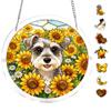 Acrylic Puzzles Suncatcher Window Hanging, 83 Pieces 7.4 Inch Sun Catcher Acrylic Puzzles Garden Decoration for Women Men Mom Birthday Gift Home Decor, Schnauzer Dog Sunflower view 1