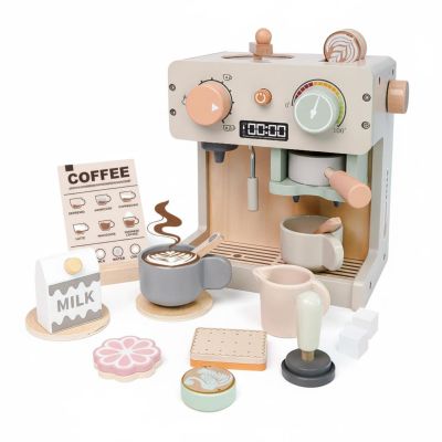 KQFCAZRE Toy Coffee Machine Accessories Included Pretend Espresso Maker Smooth Edges Mini Kitchen Appliance Toys Kids