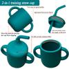 NICINGU 2Pack Silicone Sippy Cup + 2 Toy Straps - Spill Proof Toddler Cup with Adjustable Leash for Stroller High Chair-Blue view 3
