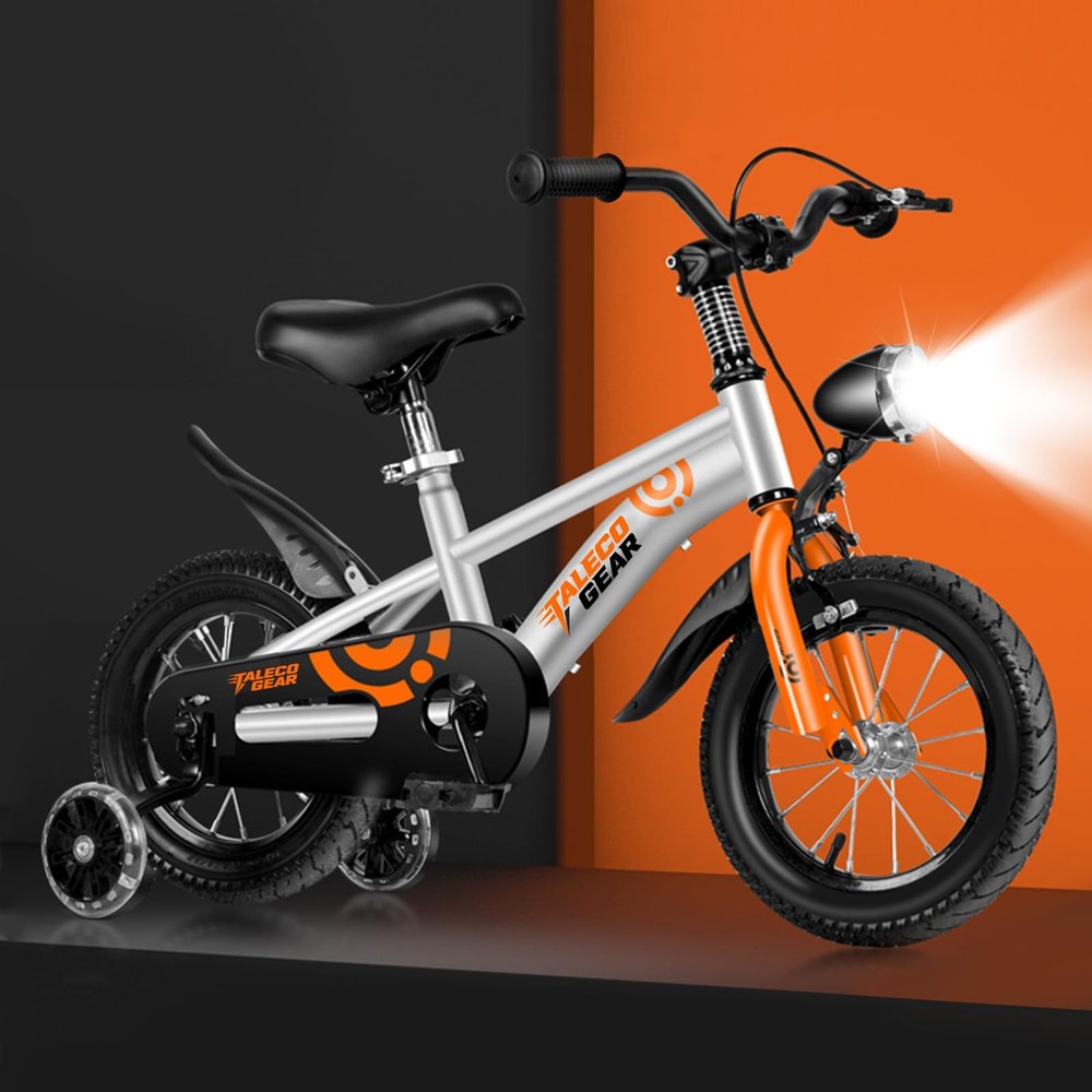 Semoprus 12 inch Bike with Training Wheels & Handbrake, Adjustable Seat, LED Headlight