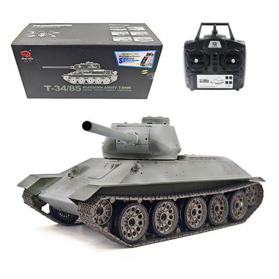 Mechryptic RC Tank, 1/16 Scale 2.4G Soviet T-34/85 Medium RC Military Vehicle that Shoots BBS with Sound and Smoke Effect, Infrared Battle System, All-Terrain RC Truck for Adult (RTR/Pro Version)
