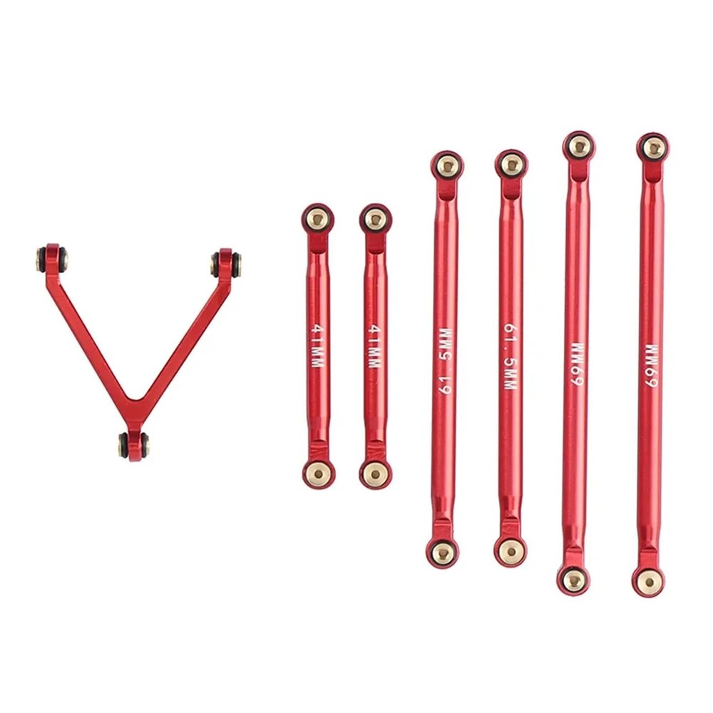 Rc Connecting Rod Compatible with Axial for SCX24 for Deadbolt AXI90081 B17 AXI00004 1/24 RC Crawler Car Upgrade Part CNC Aluminum Alloy for Chassis Links(Red)