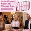 Embroidered Mahjong Tile Bag with Zipper, Mahjong Bag Fits 166 Tiles (1.2 Size),Ideal for Game Night Travel Gatherings Board Game Accessories,9.5 x 6.3 x 3.1 Inches,(Only Empty Bag) view 4