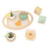 Hamwesh Wooden Tea Party Set, 19Pcs Pine Wood Material Classic Design Toddler Tea Party Set, Simulation Afternoon Toy with Food and Tableware for Home view 1