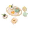 Hamwesh Wooden Tea Party Set, 19Pcs Pine Wood Material Classic Design Toddler Tea Party Set, Simulation Afternoon Toy with Food and Tableware for Home view 2