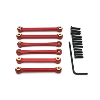 Rc Connecting Rod Compatible with Wltoys 144016 144018 1/14 RC Car Upgrade Parts Replacement Accessories Metal Steering Link Rod Tie Rod Linkage Set(Red)
