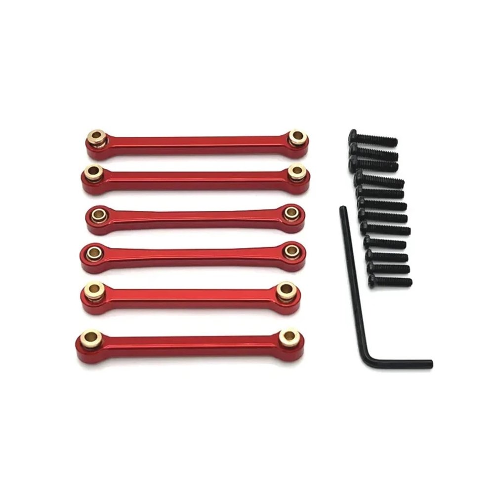 Rc Connecting Rod Compatible with Wltoys 144016 144018 1/14 RC Car Upgrade Parts Replacement Accessories Metal Steering Link Rod Tie Rod Linkage Set(Red)