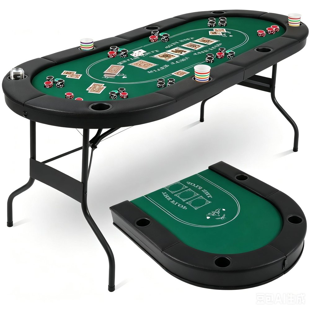 FAHKNS 72" Portable Poker Table, Blackjack Table, Folding Poker Table