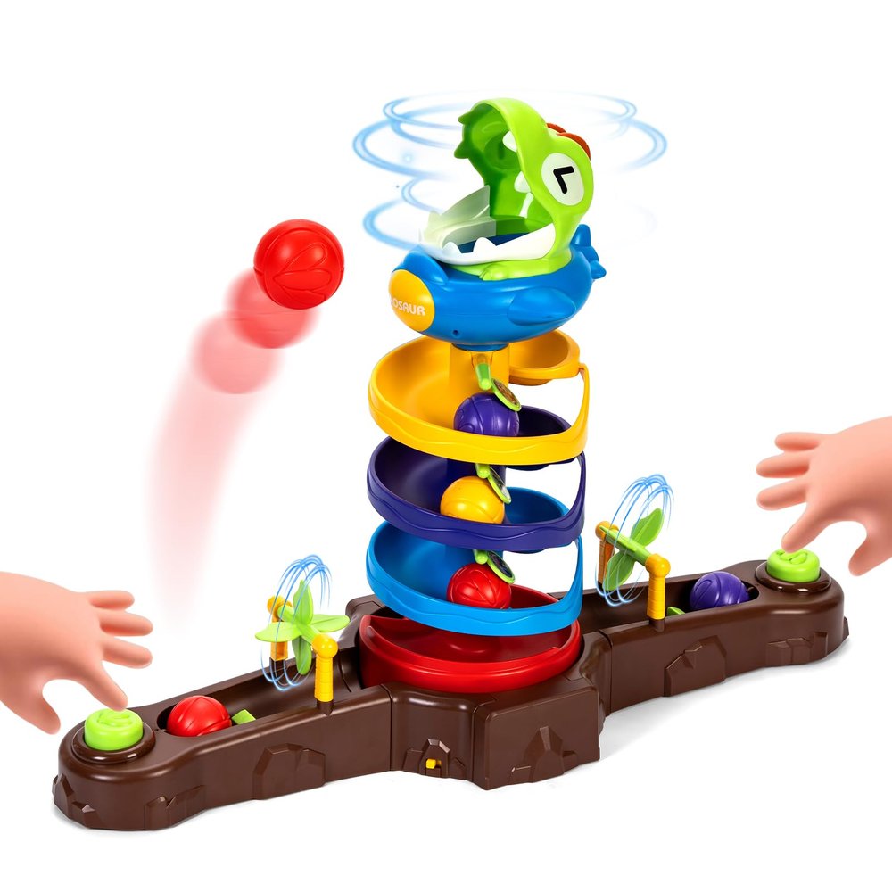 Caiuiyda Dinosaur Ball Drop Toy with Rotating Head Montessori Toys