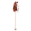 Asixxsix Stick Horse, 98cm Plush Cartoon Horse Head Stick Toy with Sliding Wheels for Kids 2-5 Years Hobby on a for Indoor Play (Coffee) view 4