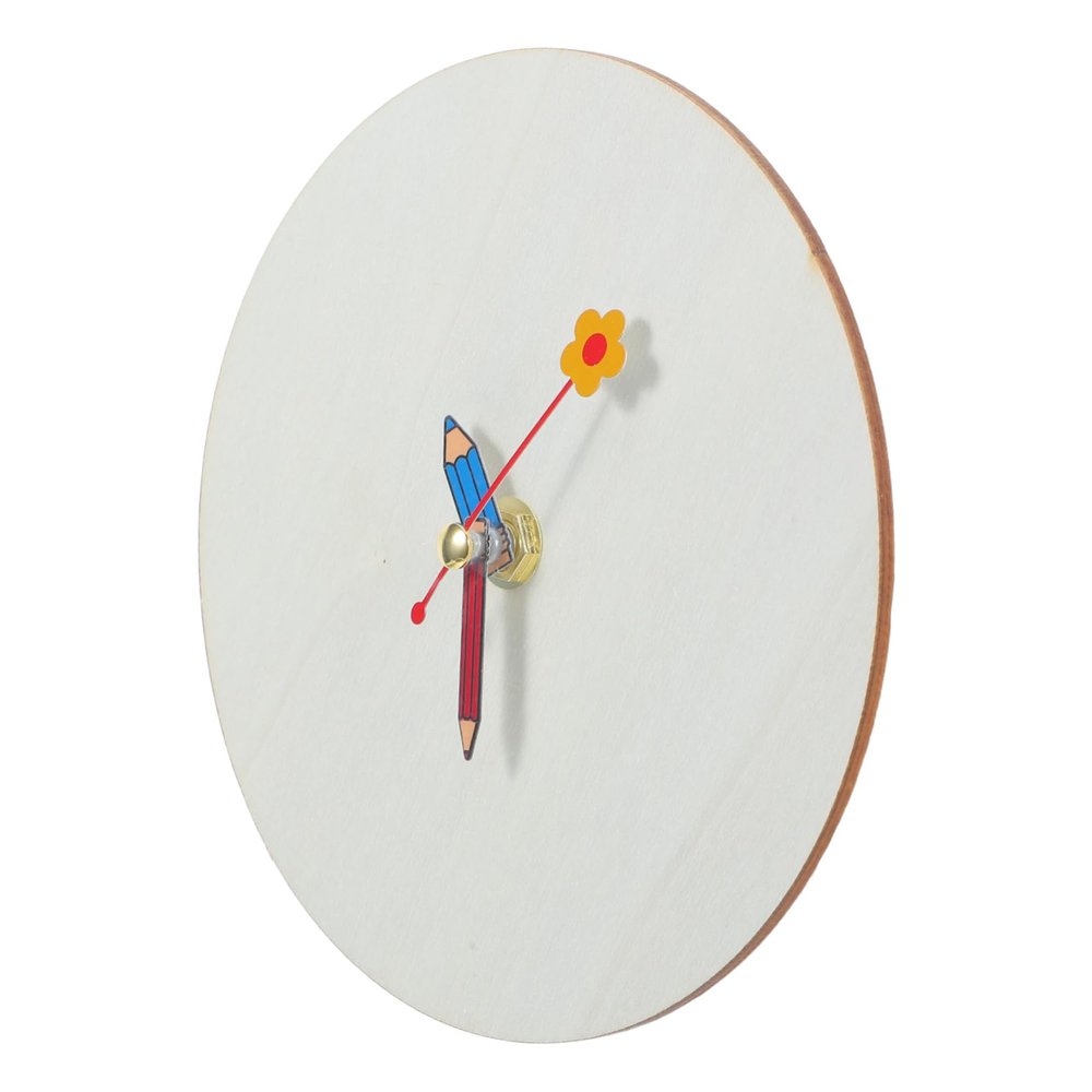 SAFIGLE DIY Wooden Clock Face Craft Kit 15cm Round Unfinished Wood Clock Dial with Movement and Pencil Hands for Arts and Crafts