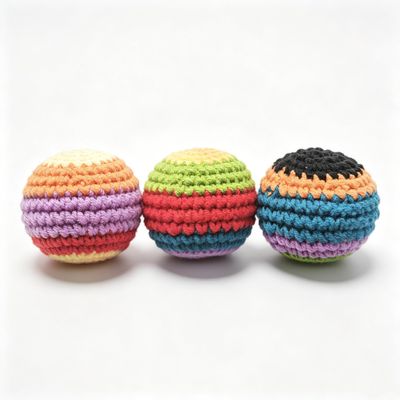 Laigaomi Hand-Made Knitted Footbag Set 2026 Upgraded Sand Filled Crochet Kick Sack for Adults, Soft Pellet-Filled Hacky Balls for Skill Training, Multicolored Pattern 3PCS